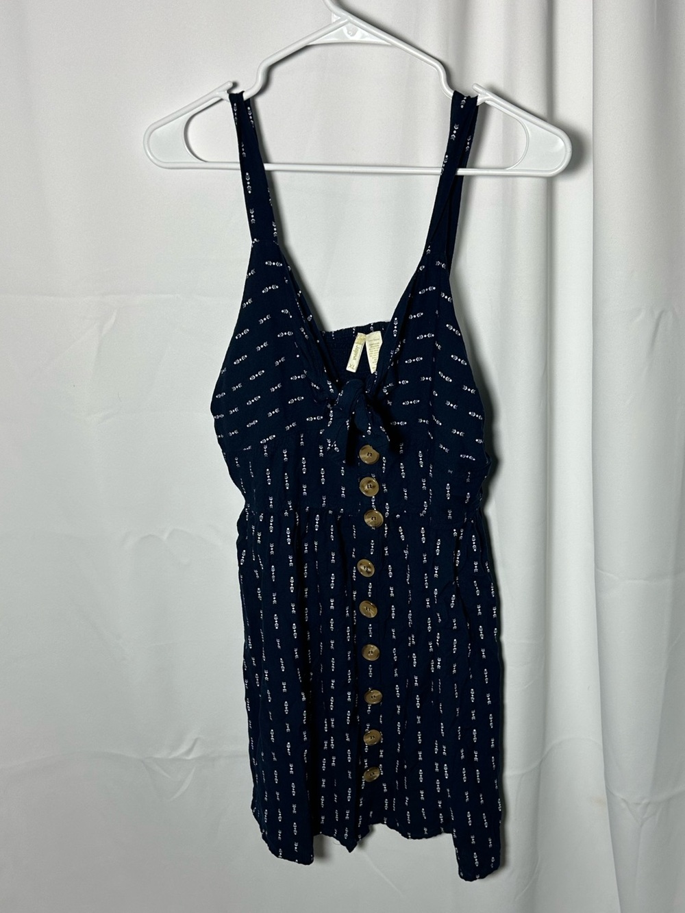 Japna xl Navy Button-Front Sundress with White Dot Print